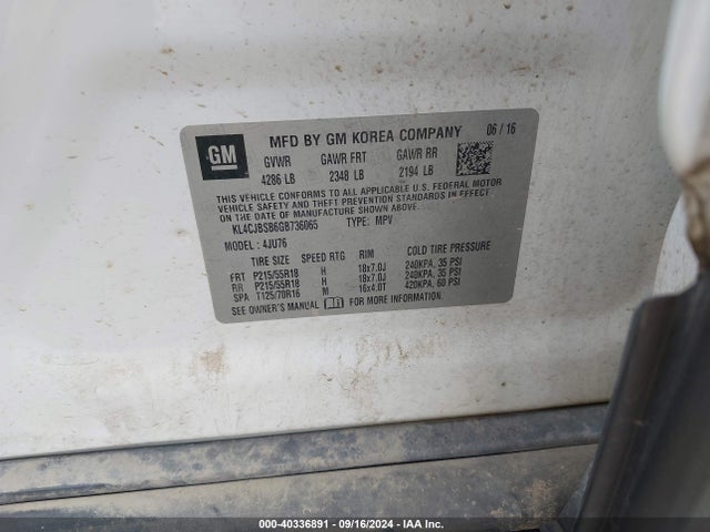 KL4CJBSB6GB736065 Buick Encore Convenience