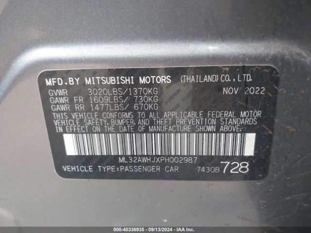 2023 MITSUBISHI MIRAGE ML32AWHJXPH002987 Photo 8