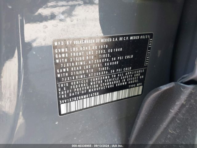 3VV1X7B26NM014756 Volkswagen Taos 1.5t Sel