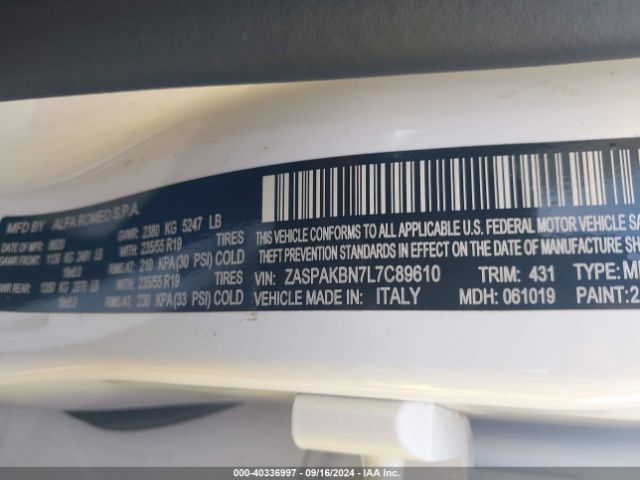 2020 ALFA ROMEO STELVIO ZASPAKBN7L7C89610 Photo 8