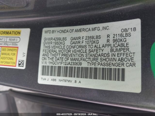 1HGCV1F12JA230639 Honda ACCORD LX