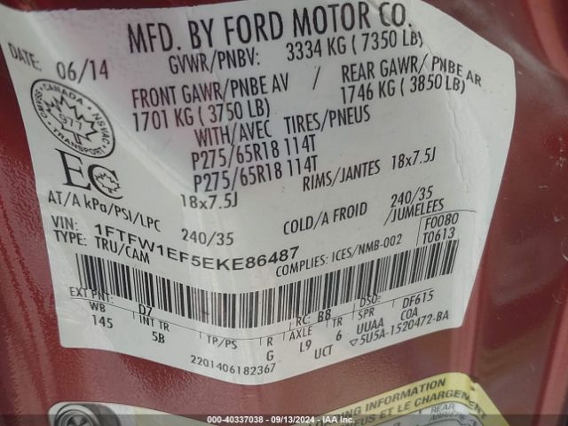 1FTFW1EF5EKE86487 Ford F-150 Fx4