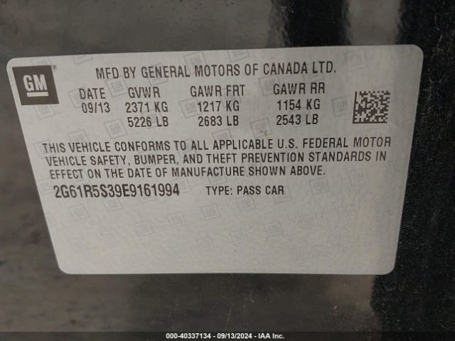2G61R5S39E9161994 Cadillac Xts Premium