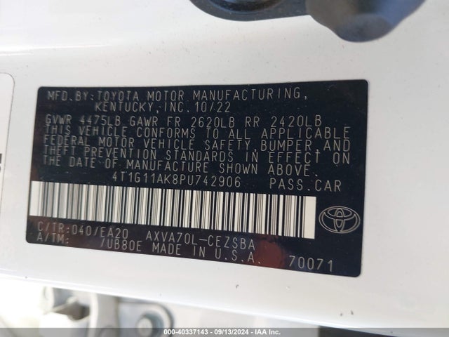 Toyota CAMRY SE 2023 4T1G11AK8PU742906 Image 9