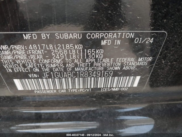 JF1GUABC1R8349169 Subaru Impreza Base 5-door