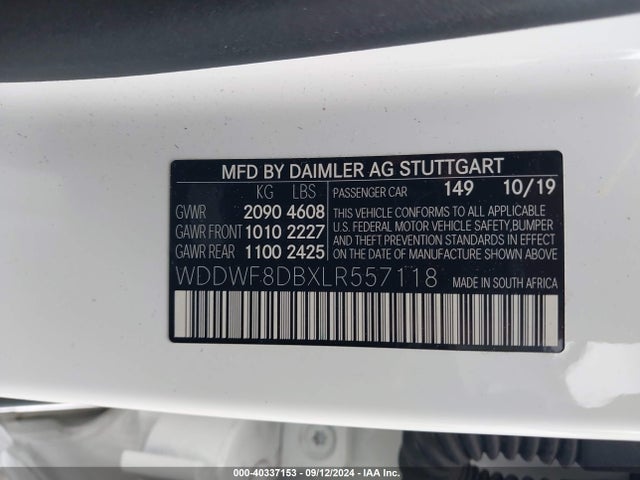 Mercedes-Benz C 300 2020 WDDWF8DBXLR557118 Image 9
