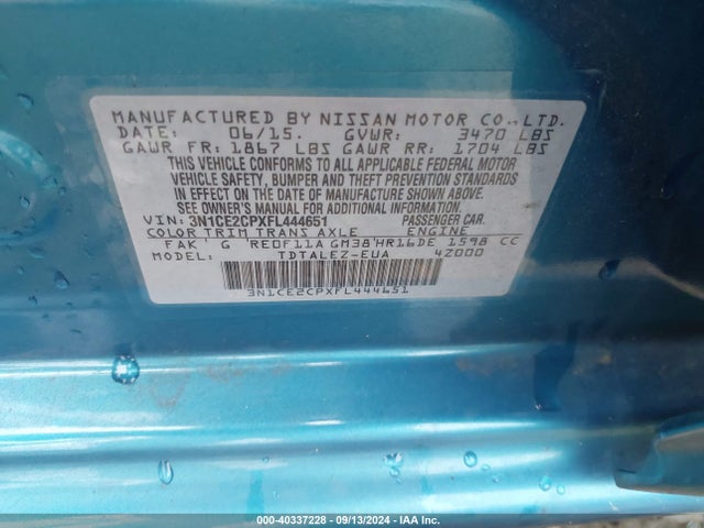 Nissan Versa Note Sl 2015 3N1CE2CPXFL444651 Image 9
