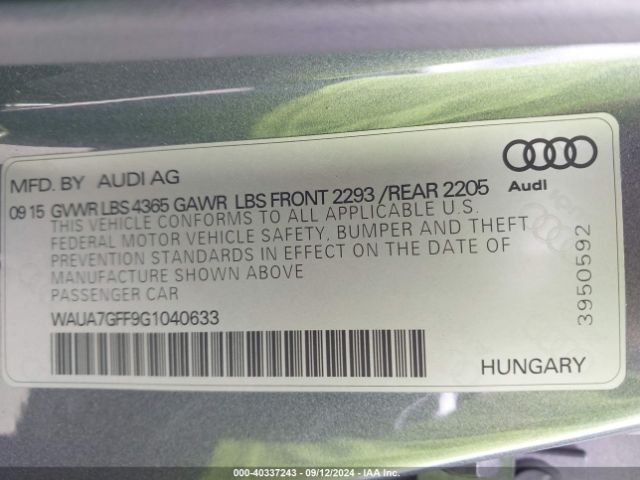 WAUA7GFF9G1040633 Audi A3 1.8t Premium