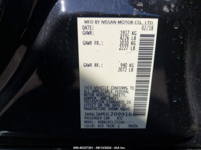 1N4AL3AP0JC209916 Nissan Altima 2.5 Sl