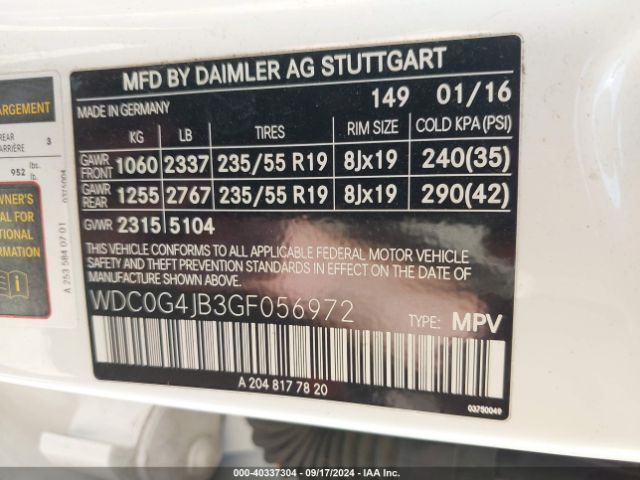 WDC0G4JB3GF056972 Mercedes-Benz GLC 300