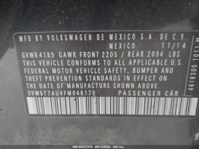 3VW5T7AU4FM046179 Volkswagen Golf Gti 2.0t S 4-door