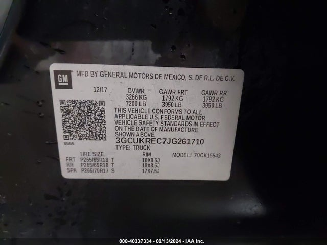 Chevrolet Silverado 1500 2lt 2018 3GCUKREC7JG261710 Image 9