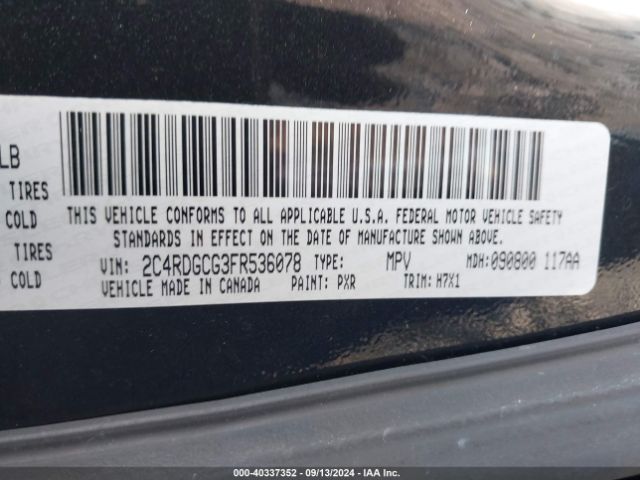 2C4RDGCG3FR536078 Dodge Grand Caravan Sxt