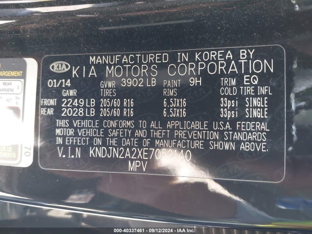 KIA Soul 2014 KNDJN2A2XE7052140 Image 9