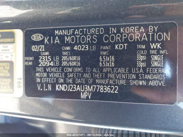 KNDJ23AU3M7783622 KIA SOUL S