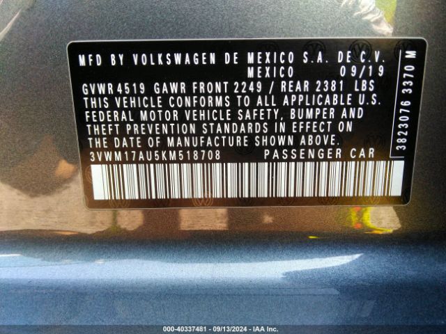3VWM17AU5KM518708 Volkswagen Golf Alltrack Tsi S/tsi Se/tsi Sel