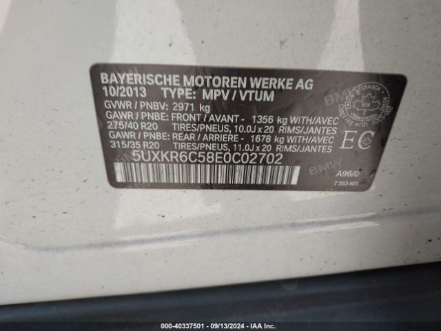 5UXKR6C58E0C02702 BMW X5 Xdrive50i