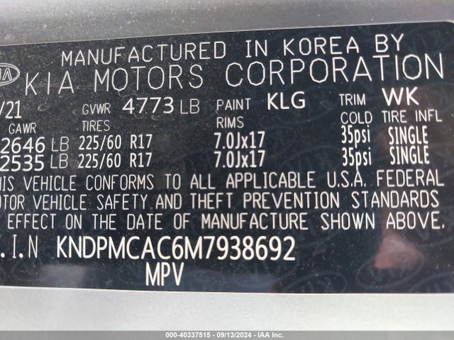 KIA Sportage Lx 2021 KNDPMCAC6M7938692 Image 9
