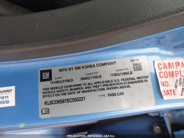 KL8CD6S97EC555221 Chevrolet Spark 1lt Auto