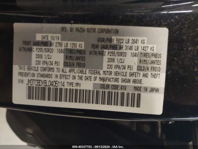JM3TCBDY6L0405114 Mazda Cx-9 Grand Touring