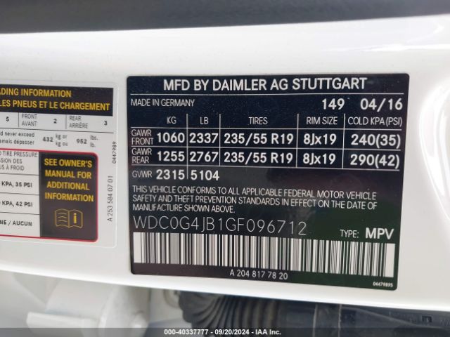 WDC0G4JB1GF096712 Mercedes-Benz GLC 300
