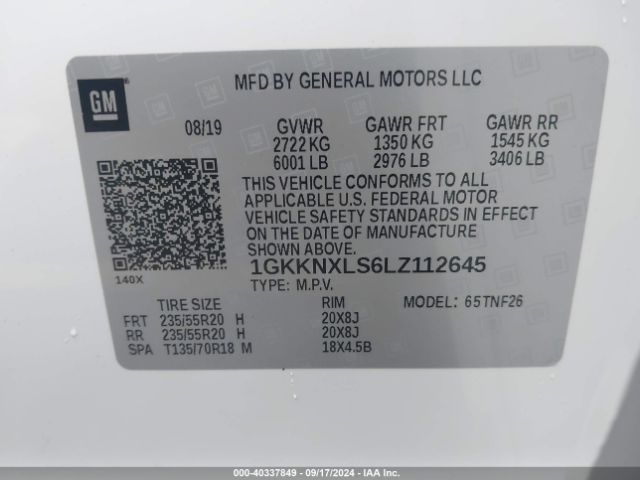 1GKKNXLS6LZ112645 GMC Acadia Awd Denali