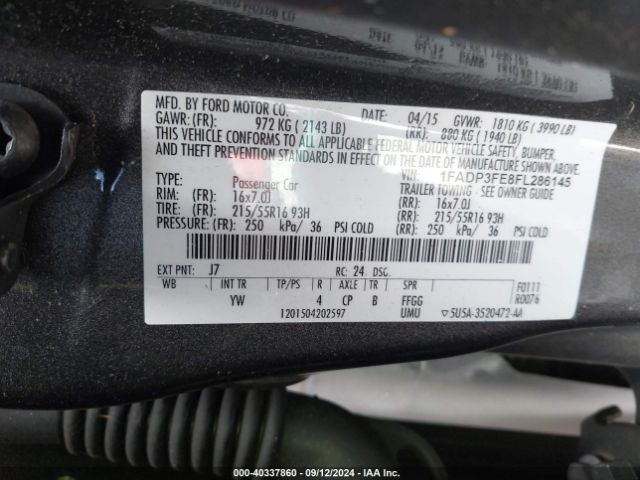 1FADP3FE8FL286145 Ford FOCUS SE