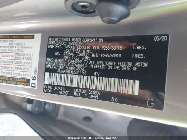 JTJAM7BXXL5261765 Lexus 460 Premium