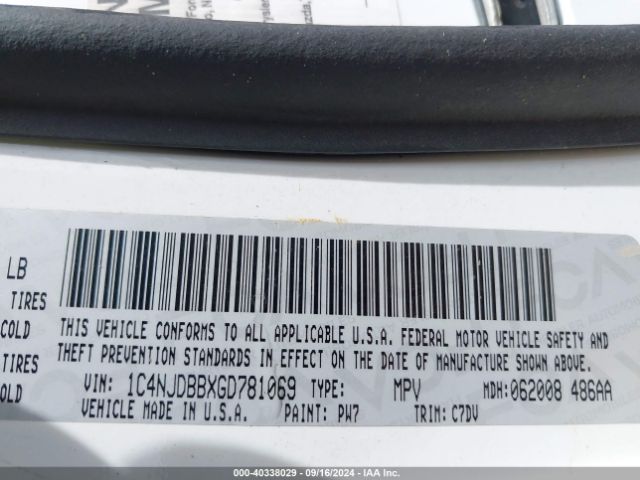 1C4NJDBBXGD781069 Jeep Compass Sport