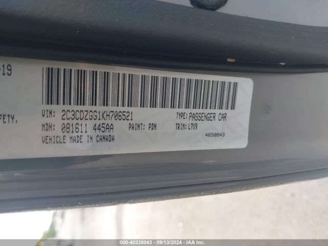 2C3CDZGG1KH706521 Dodge Challenger Sxt Awd