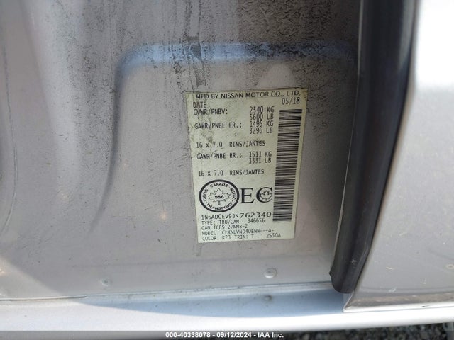 Nissan Frontier Pro-4x/s/sl/sv 2018 1N6AD0EV9JN762340 Image 9