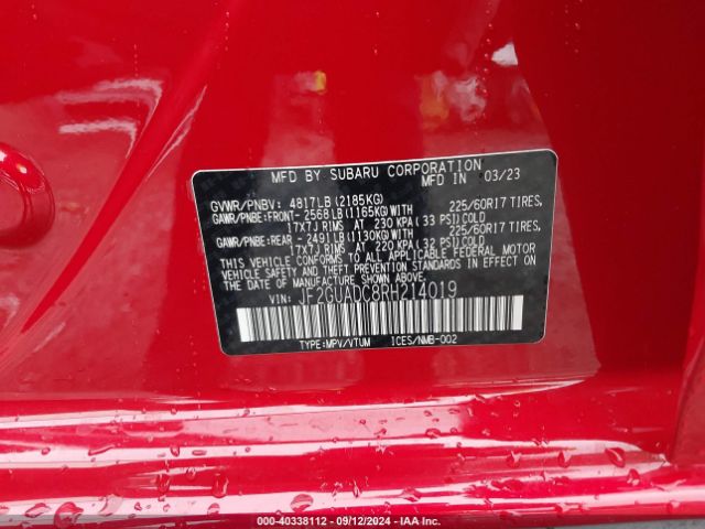 JF2GUADC8RH214019 Subaru Crosstrek Premium