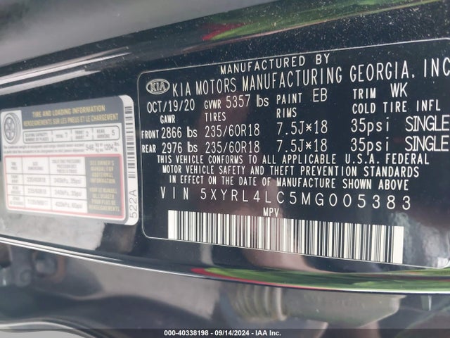 KIA SORENTO S 2021 5XYRL4LC5MG005383 Image 9