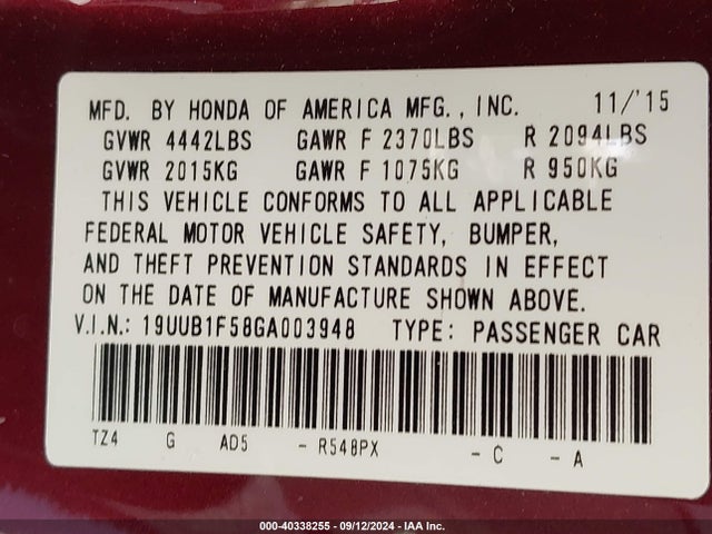 19UUB1F58GA003948 Acura TLX TECH