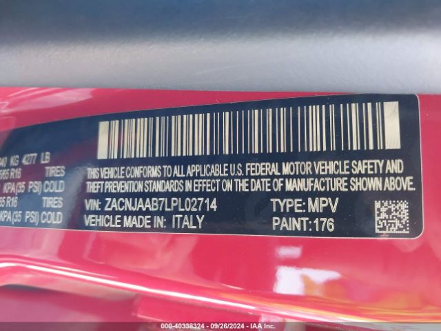 ZACNJAAB7LPL02714 Jeep Renegade Sport Fwd