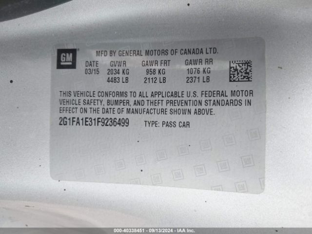 2G1FA1E31F9236499 Chevrolet Camaro 1ls