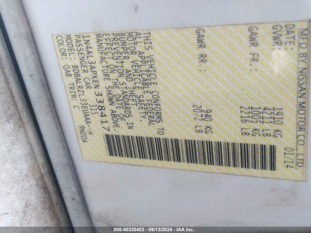 Nissan Altima 2.5 S 2014 1N4AL3APXEN338417 Image 9