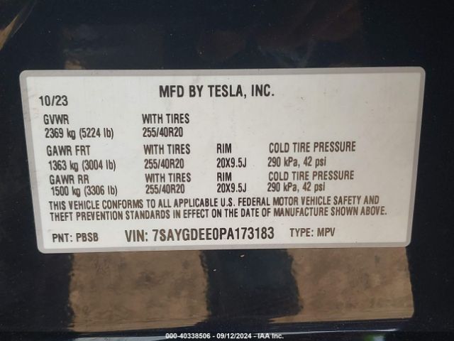 7SAYGDEE0PA173183 Tesla Model Y Awd/long Range Dual Motor All-wheel Drive