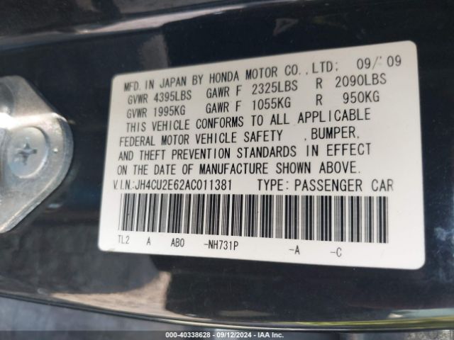 2010 ACURA TSX JH4CU2E62AC011381 Photo 8