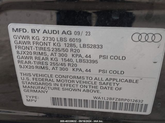 WA1L2BFZ8RP012632 Audi Q4 E-tron Premium Plus 50 Quattro