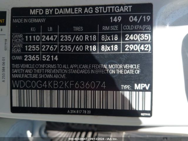 WDC0G4KB2KF636074 Mercedes-Benz Glc 300 4matic