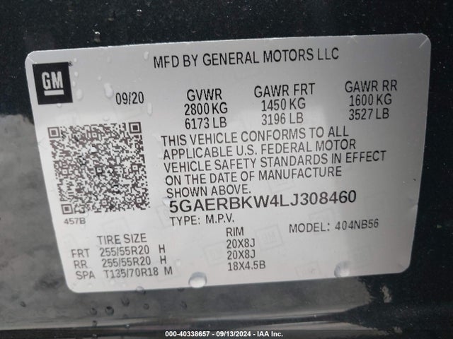 5GAERBKW4LJ308460 Buick Enclave Fwd Essence