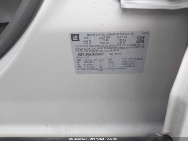 GMC Terrain Sle-1 2014 2GKALMEK8E6367051 Image 9