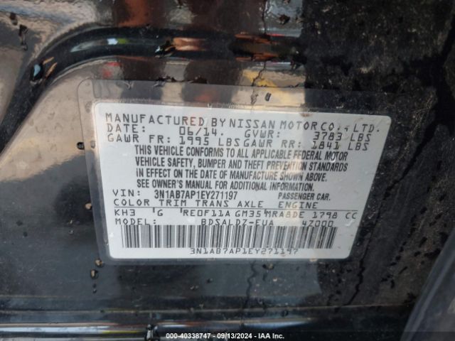 3N1AB7AP1EY271197 Nissan SENTRA SV