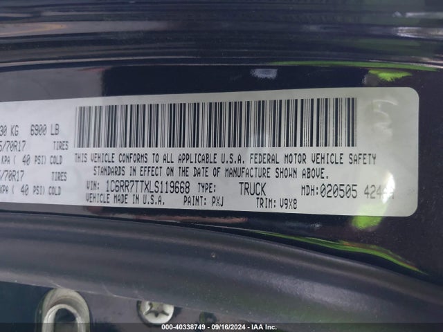 RAM 1500 Classic Slt  4x4 6'4 Box 2020 1C6RR7TTXLS119668 Image 9