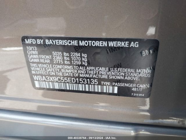 WBA3X9C55ED153135 BMW 335i Gran Turismo Xdrive