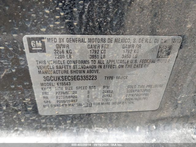 3GCUKSEC9EG335223 Chevrolet Silverado 1500 2lz