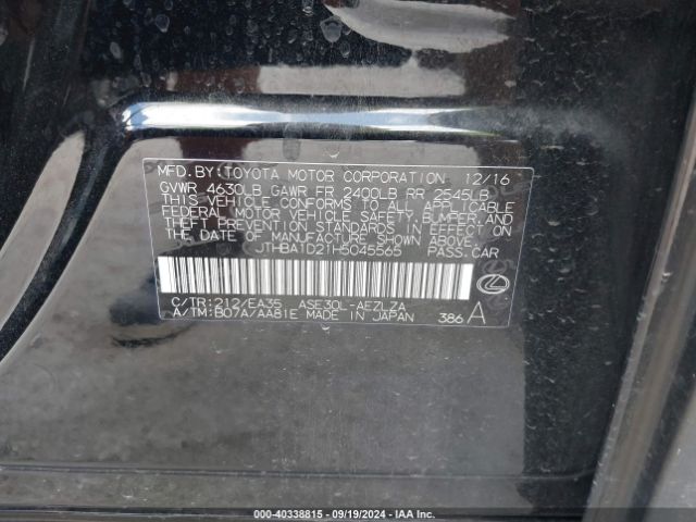 JTHBA1D21H5045565 Lexus IS 200T