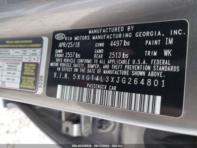 5XXGT4L3XJG264801 KIA Optima Lx