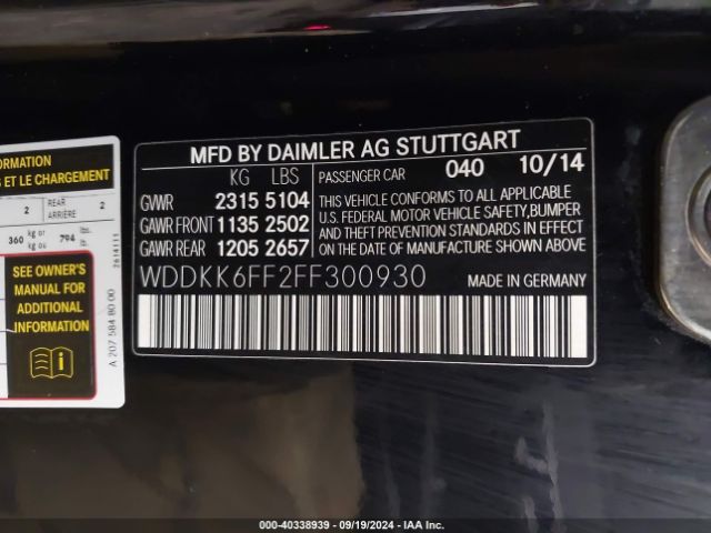 WDDKK6FF2FF300930 Mercedes-Benz E 400